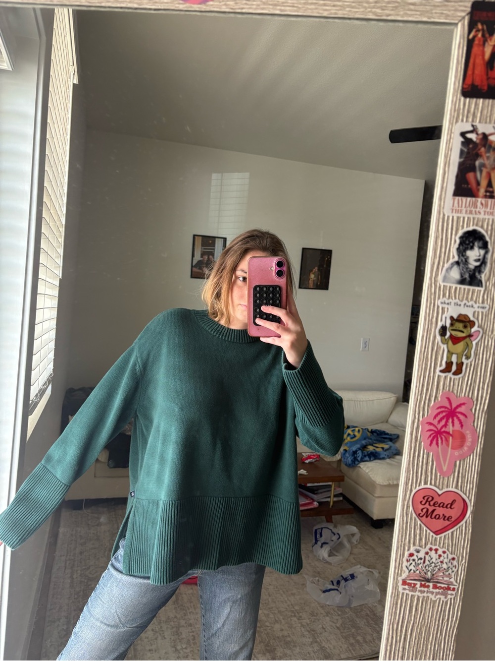 GAP Forest Green Ribbed-Hem Crew Sweater